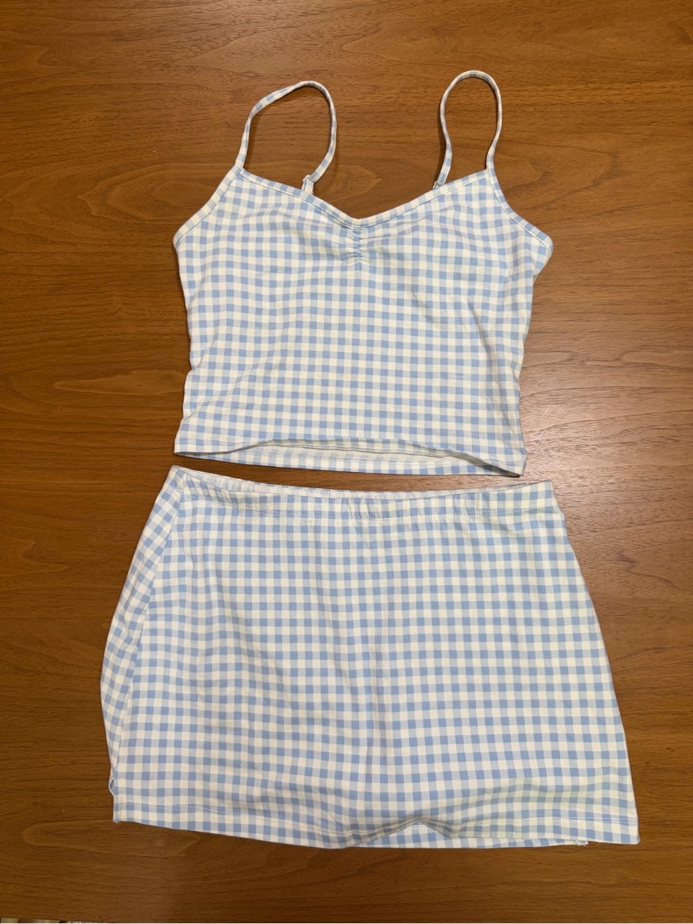 OUT FROM UNDER Two-Piece Gingham Cami Top & Mini Skort Set